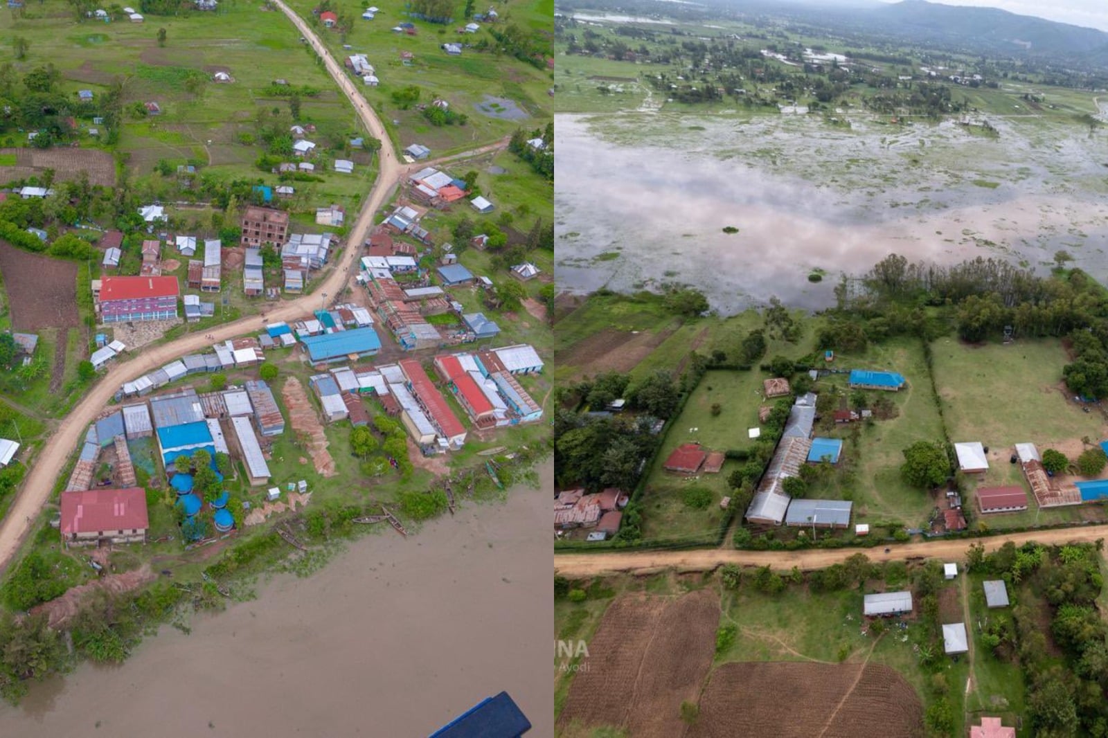 Collage image of the flood situation at Kano Plains.